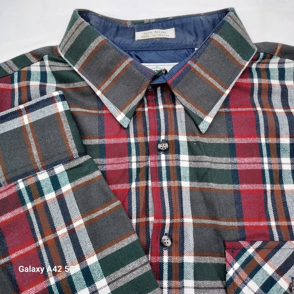 Northwest Territory Mens 2XL Plaid Flannel Shirt Red Green Long Sleeve Acrylic